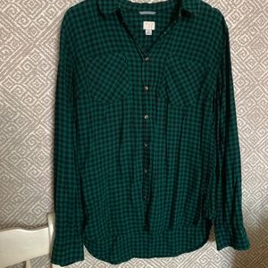 Old Navy Green Checkered Button Down Shirt